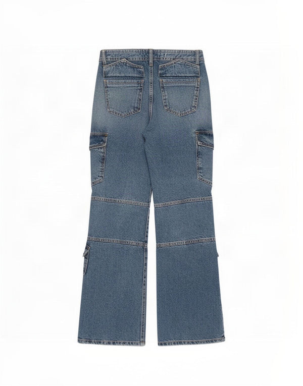 Zara Jeans Rectos Cargo Mujer EU 34 2XS W28 L31 Azul