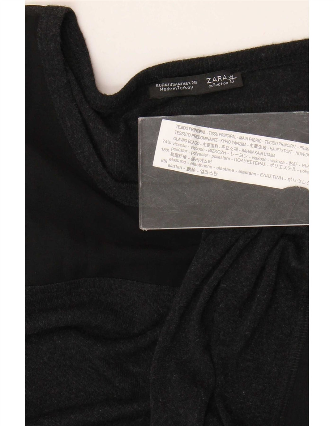 Zara Mujer Top Extragrande Manga Larga UK 44 Viscosa Negra Mediana