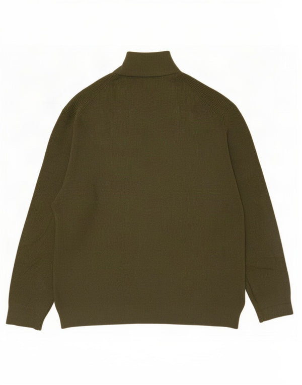 Marks & Spencer Jersey con cuello y cremallera para hombre, talla 2XL, algodón caqui