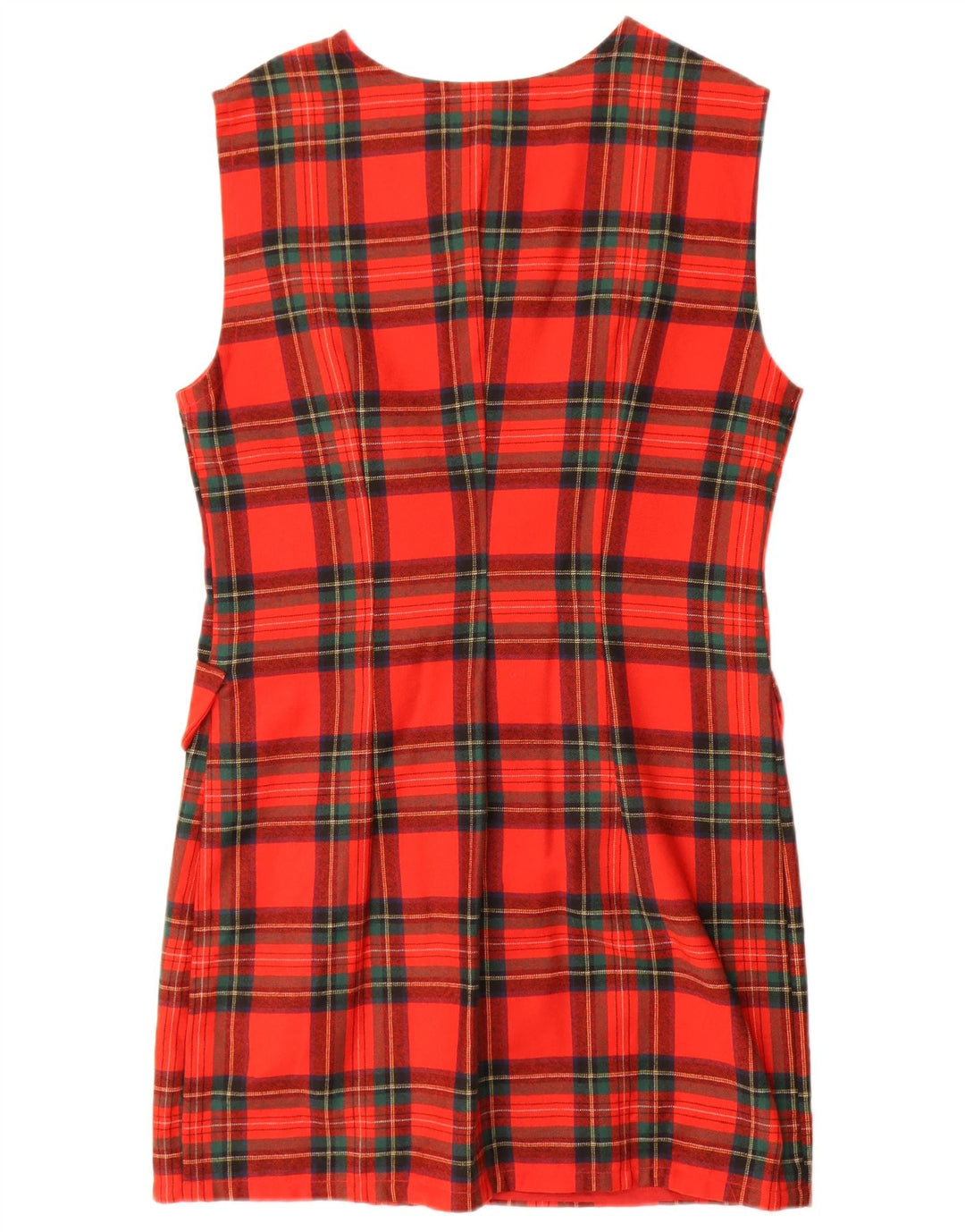 Vintage mujer sin mangas vestido de vaina Reino Unido 14 cheque rojo medio