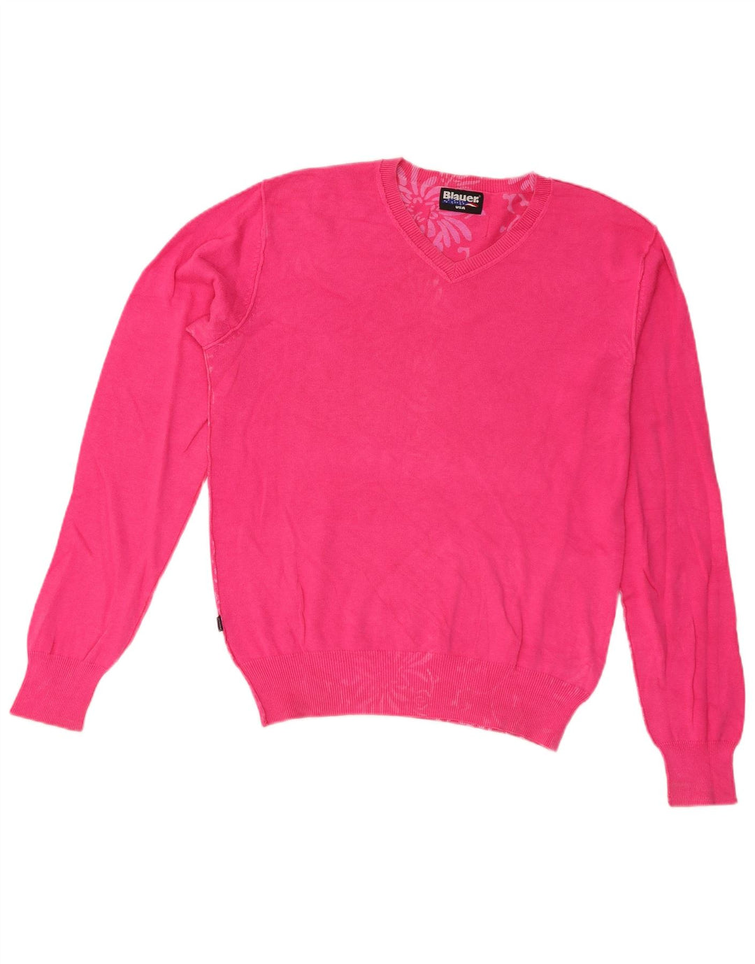 Blauer - Jersey con cuello en V para mujer, talla 40, algodón rosa medio