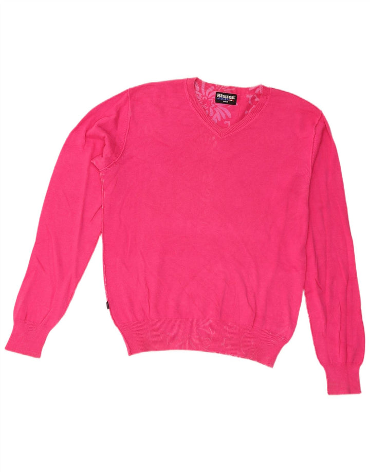 Blauer - Jersey con cuello en V para mujer, talla 40, algodón rosa medio