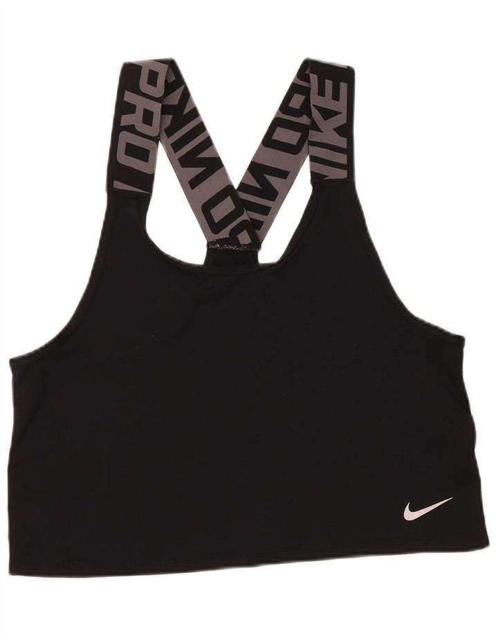 Nike Dri Fit Graphic Bra deportivo para mujer, talla pequeña, poliéster negro