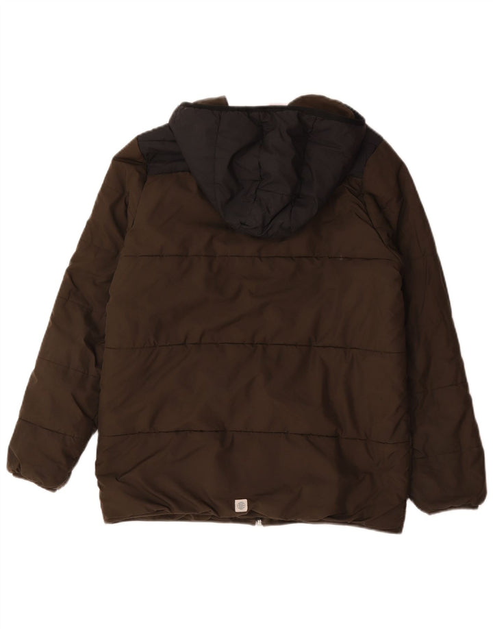 Adidas Chaqueta acolchada con capucha para niño 13-14 años Caqui Poliéster color block