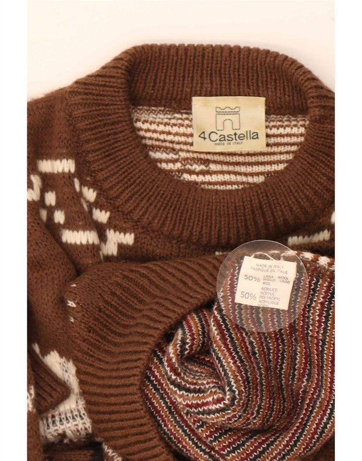 4 Castella Jersey con cuello redondo y gráfico para hombre IT 52 Large Brown Wool