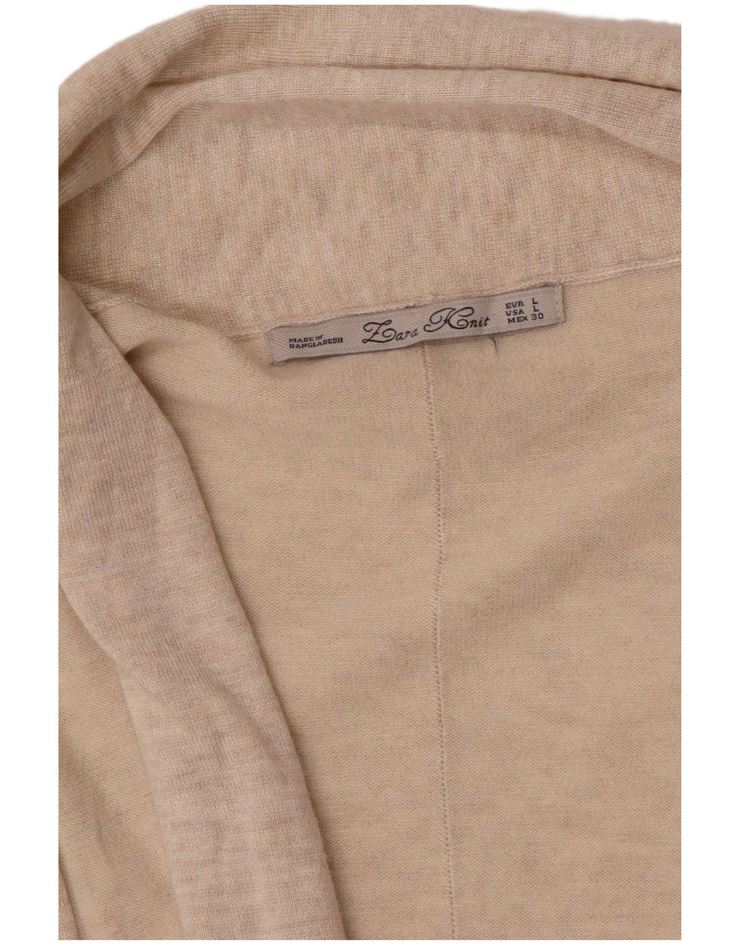 ZARA Suéter tipo cárdigan abierto para mujer UK 44 Large Beige