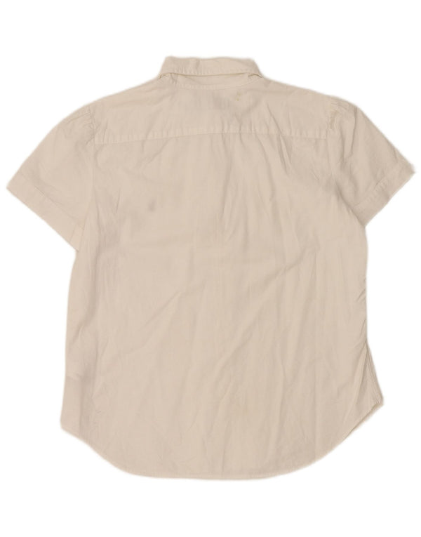 RALPH LAUREN Camisa de manga corta para mujer UK 46 Grande Algodón blanco