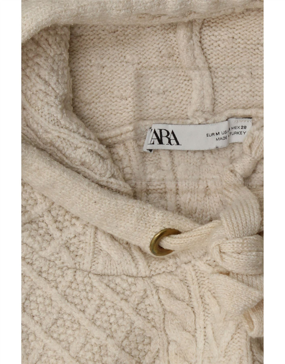 ZARA Womens Crop Oversized Jumper Sweater UK 14 Medium Beige Vintage Zara and Second-Hand Zara from Messina Hembry 