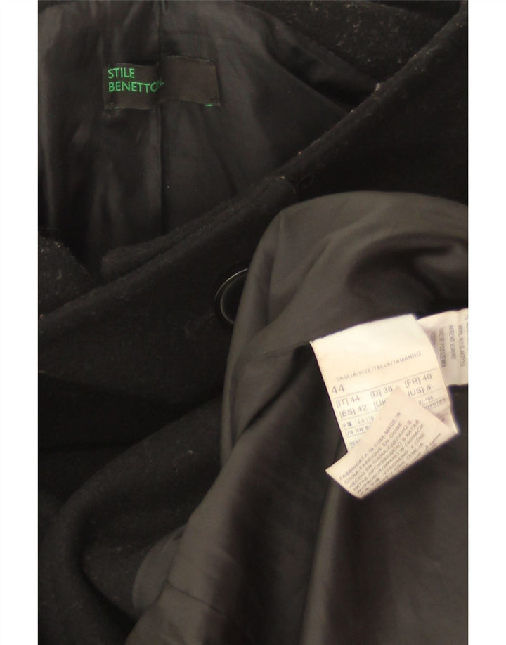 Abrigo Benetton Mujer IT 44 Mediano Lana Negro