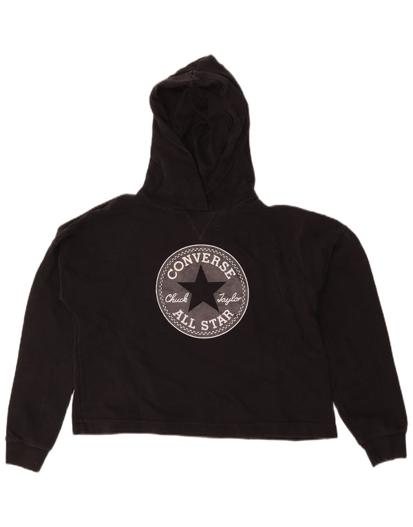 Converse Mujer Oversize Crop Graphic Sudadera con capucha Jumper UK 10 Small Negro
