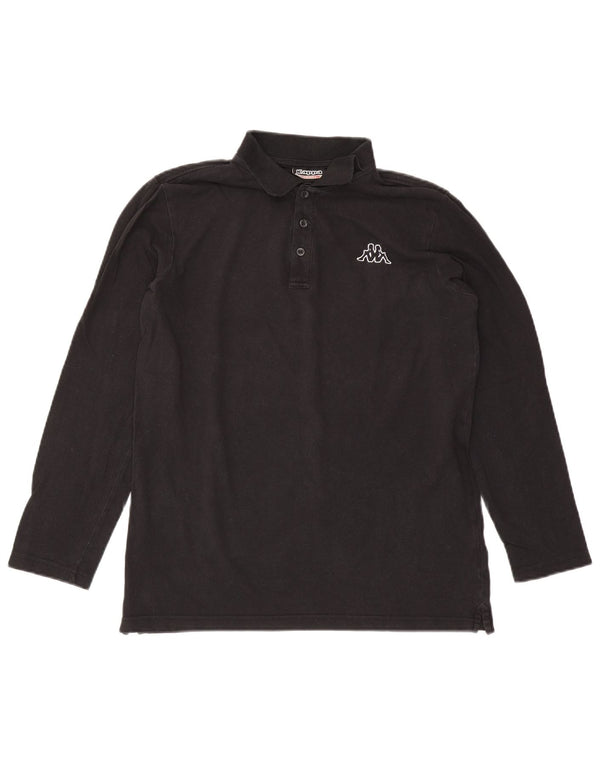 Kappa Polo De Manga Larga Para Hombre Algodón Negro Mediano