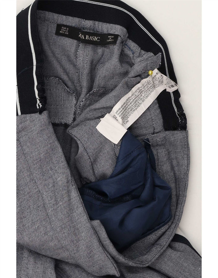 Zara Mujer Pantalón Chino Slim Small W26 L27 Poliéster A Rayas Gris