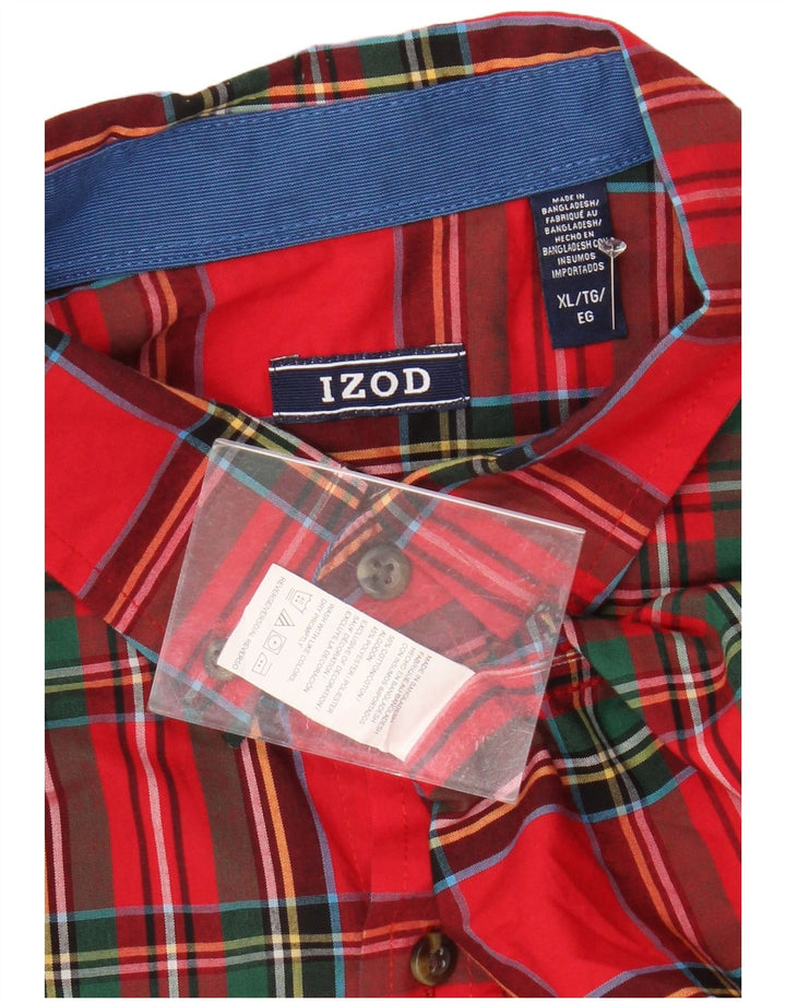 IZOD Camisa Hombre XL Algodón Cuadros Rojos