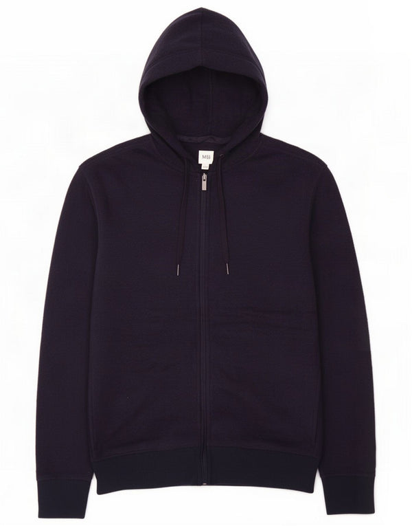 Marks & Spencer Chaqueta polar con capucha para hombre UK 36 Small Azul marino Poliéster
