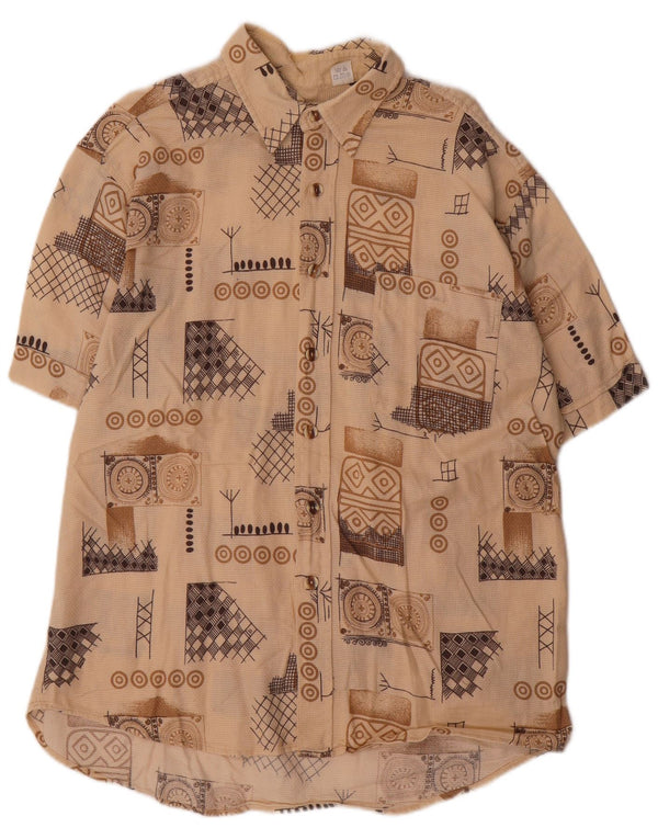 Bodoni Camisa Manga Corta Hombre Talla 43/44 XL Algodón Geométrico Beige