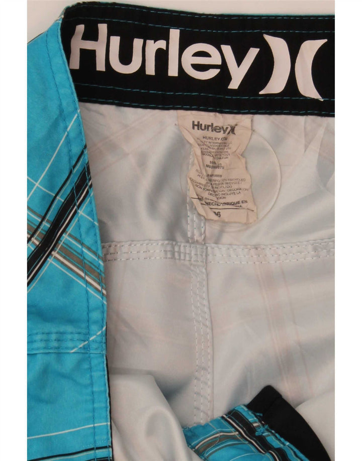 Hurley Bañador Corto Para Hombre Large Blue Check Poliéster