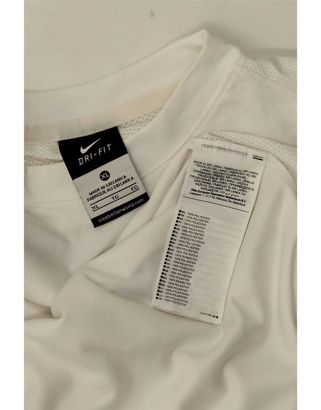 Camiseta Nike Dri Fit para hombre Top XL Blanco Colorblock Poliéster