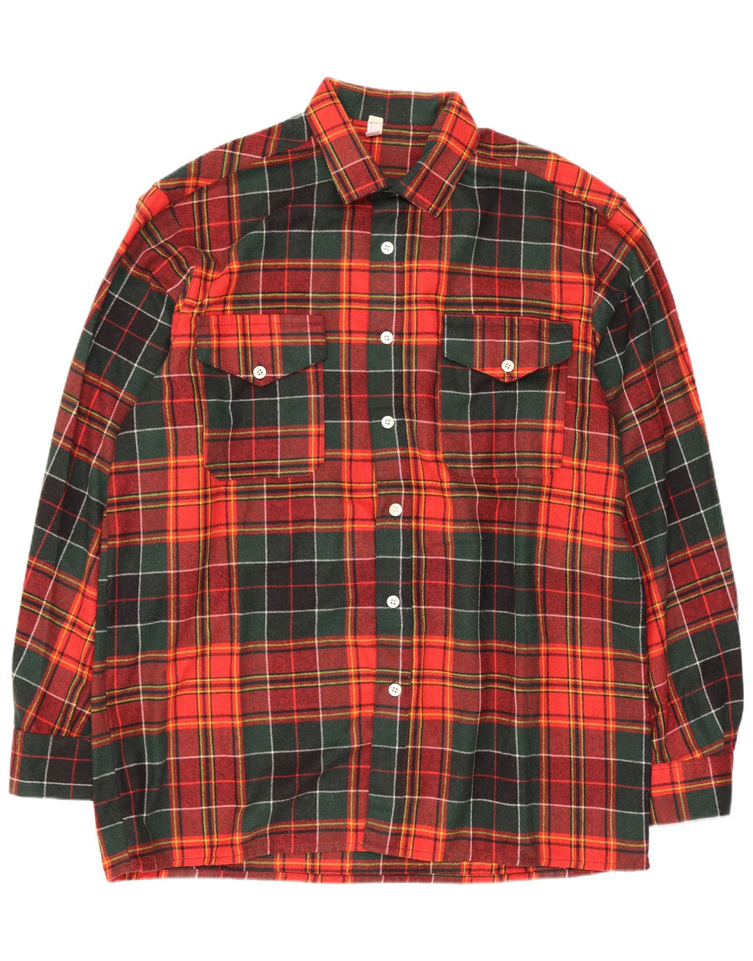 Vintage hombres sobrecamisa franela camisa tamaño 43 gran lana a cuadros rojos
