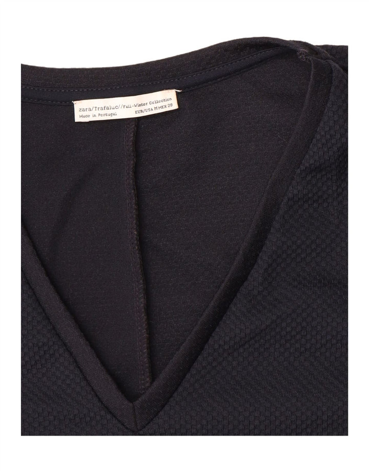 Zara Mujer Crop Top Manga Larga UK 44 Medio Azul Marino