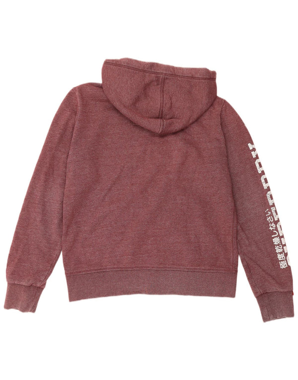 Superdry Sudadera con capucha y cremallera gráfica para hombre XL Algodón burdeos