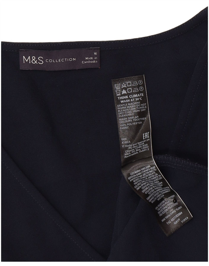 Marks & Spencer Vestido recto de manga 3/4 para mujer UK 46 Grande Azul marino