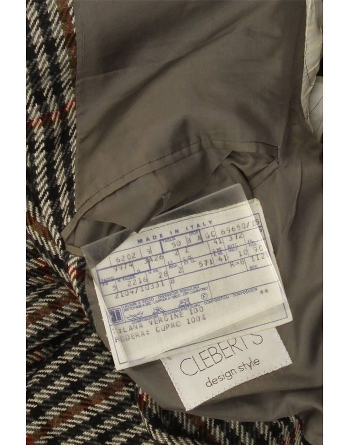 VINTAGE Chaqueta Blazer de 2 botones para hombre IT 50 Lana de pata de gallo gris grande