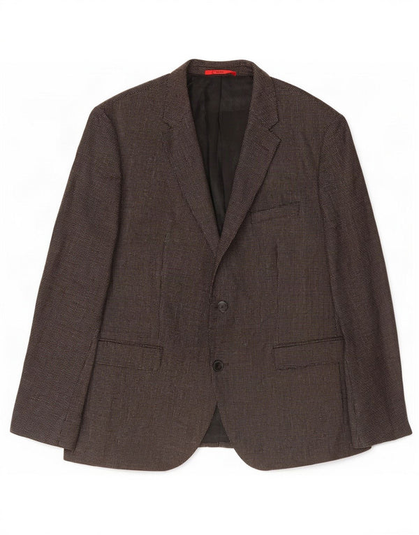 Hugo Boss Chaqueta Blazer de 2 Botones para Hombre US 44 2XL Lana Manchada marrón