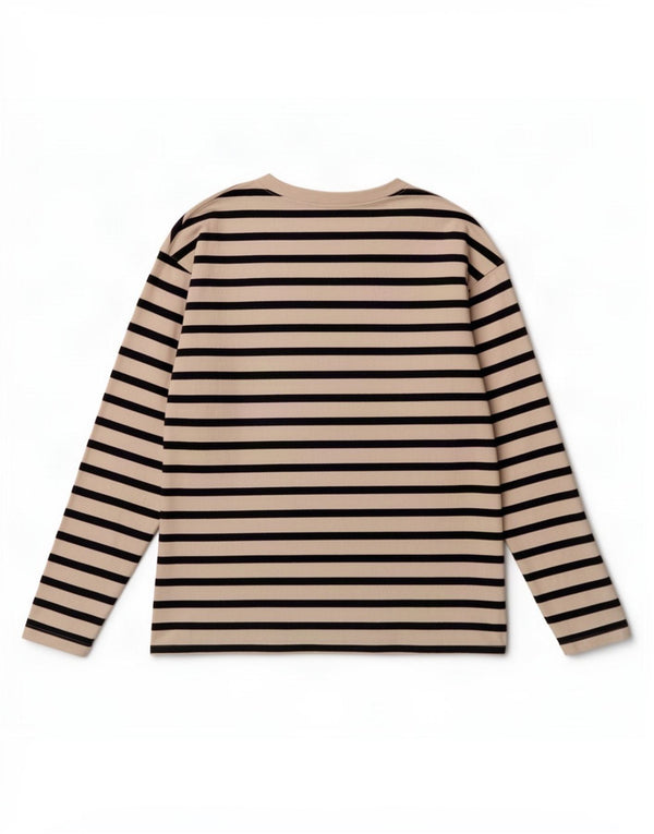 Zara Mujer Top Manga Larga UK 44 Mediano Rayas Blancas