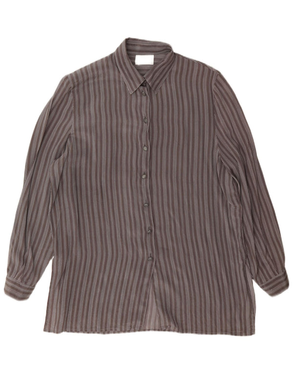 Vestido camisero vintage para mujer IT 46 Acetato de rayas grises grandes