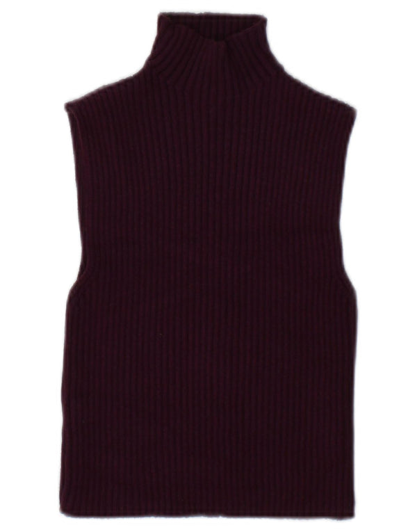 Zara Mujer Crop Vest Top UK 10 Small Borgoña Viscosa