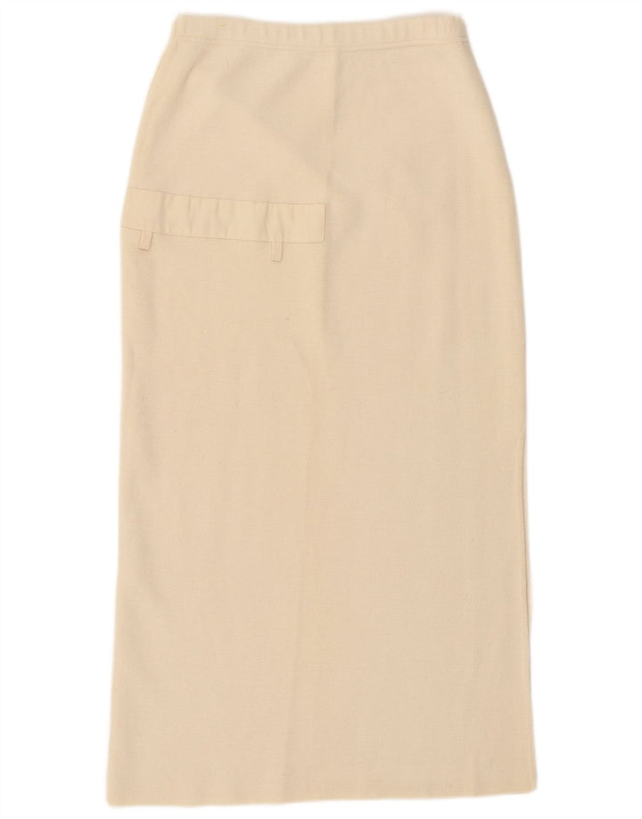 Falda midi de punto vintage para mujer W32 grande de color blanco apagado