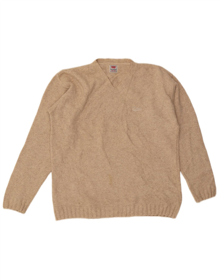 Levi's Hombre Jersey Con Cuello En V De Lana Beige Medio