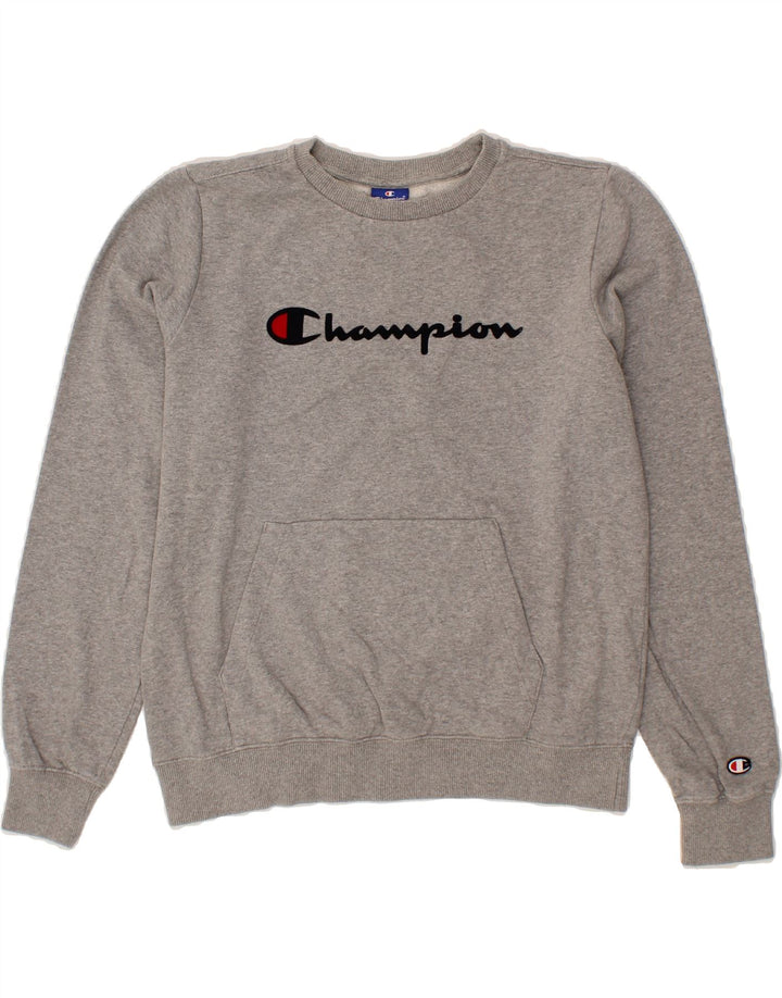 CHAMPION Womens Oversized Graphic Sweatshirt Jumper UK 10 Small Grey Vintage Champion and Second-Hand Champion from Messina Hembry 