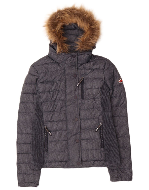 Superdry Chaqueta Acolchada Con Capucha Para Mujer UK 42 Poliéster Azul Marino Mediano