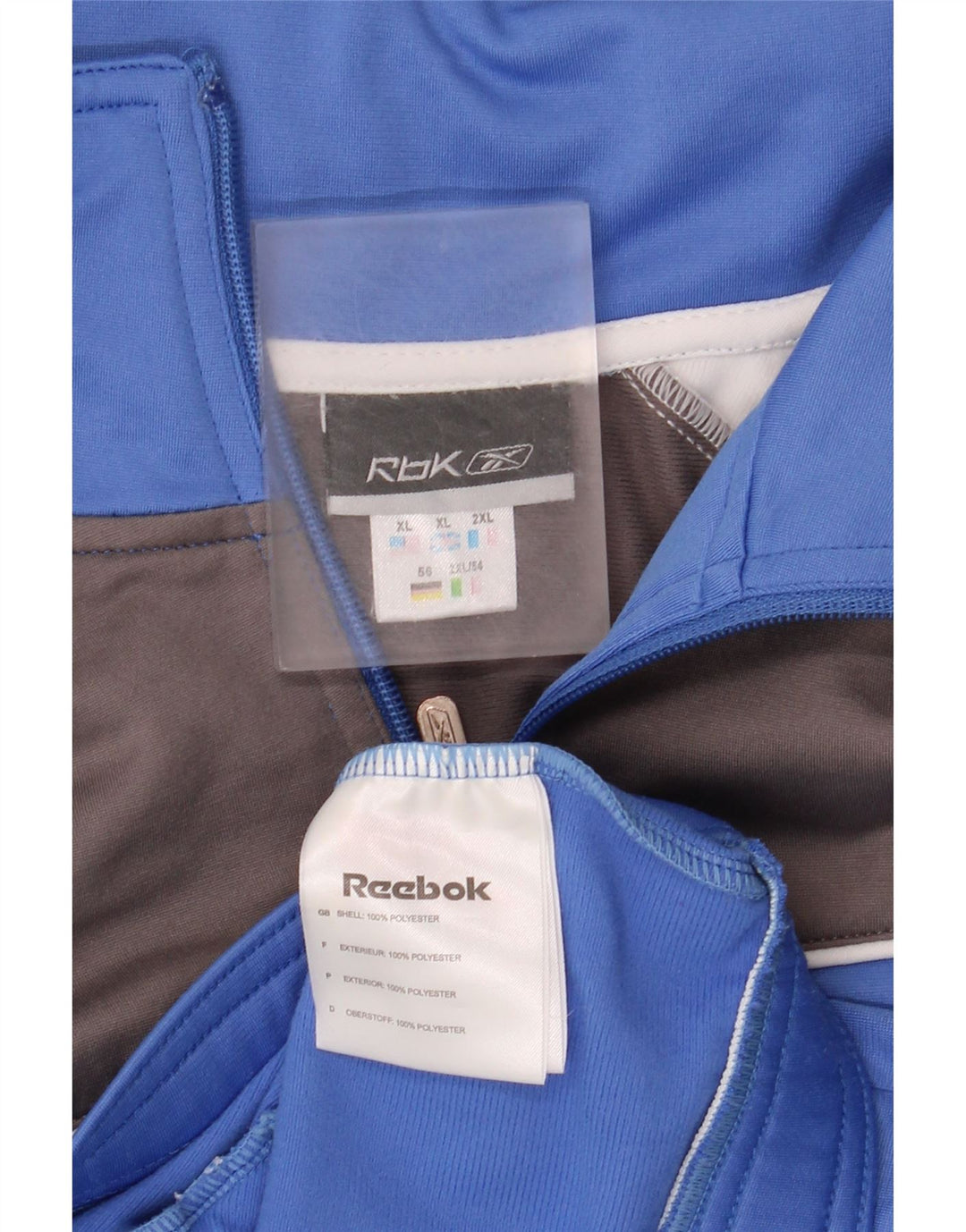 Reebok Hombre Regular Fit Chándal Top Chaqueta XL Azul Colorblock Poliéster