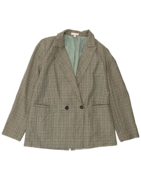 Topshop Chaqueta tipo blazer de doble botonadura para mujer UK 40 Medium Green Check