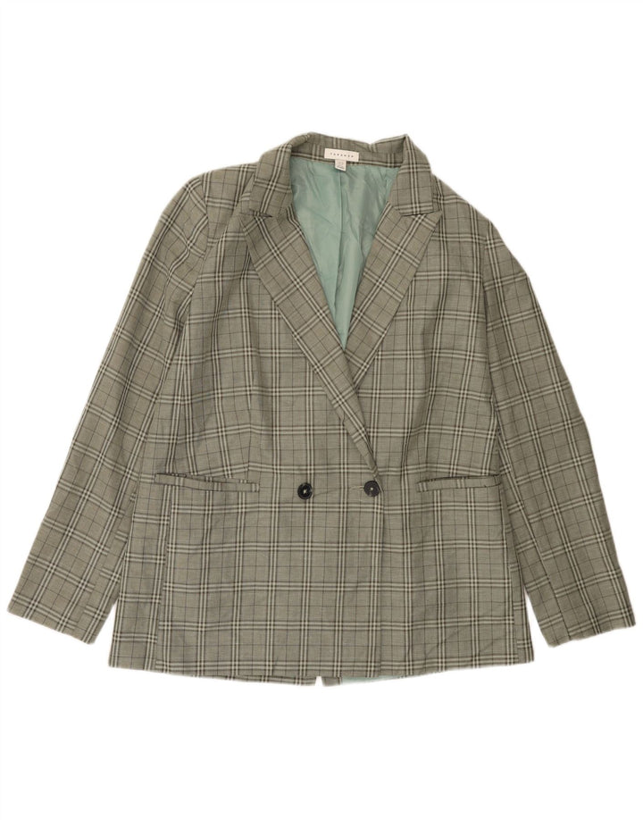 Topshop Chaqueta tipo blazer de doble botonadura para mujer UK 40 Medium Green Check
