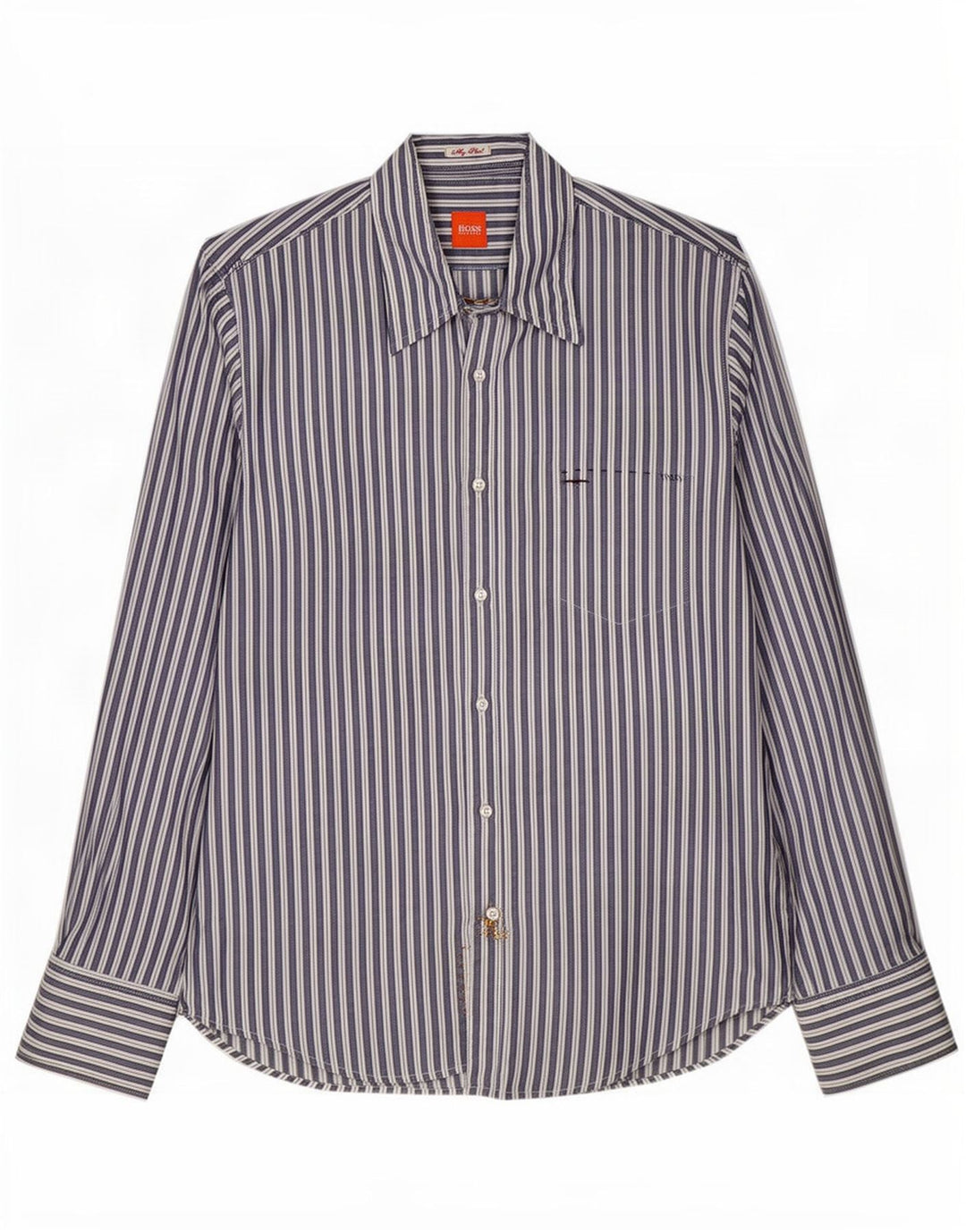 Camisa Hugo Boss Hombre Algodón Rayas Azul Medio