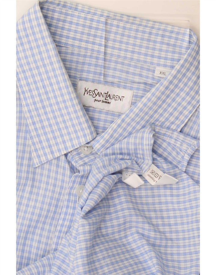 Yves Saint Laurent Camisa Hombre 2XL Algodón A Cuadros Azul