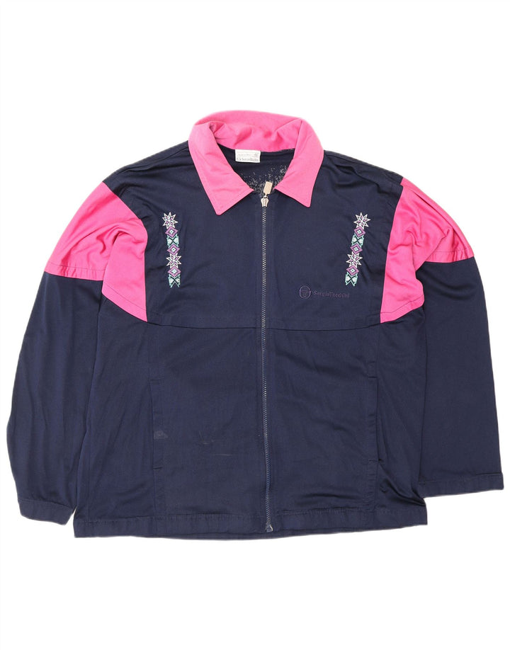 SERGIO TACCHINI Chaqueta de chándal con gráfico para hombre, talla pequeña, azul marino