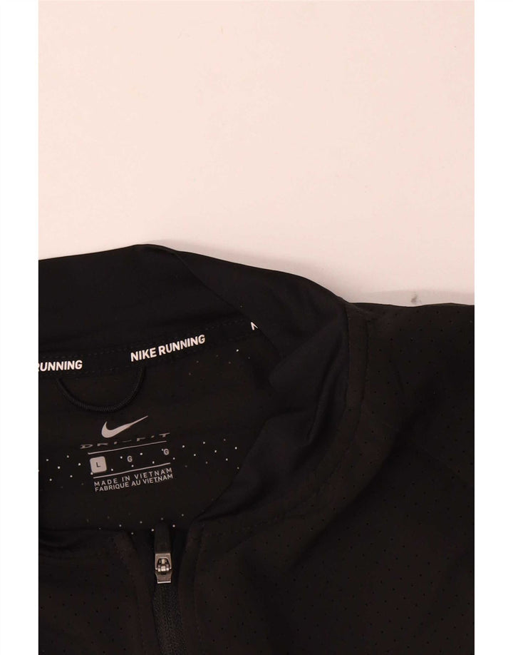 Nike Mujer Running Crop Chándal Top Chaqueta UK 46 Grande Poliéster Negro