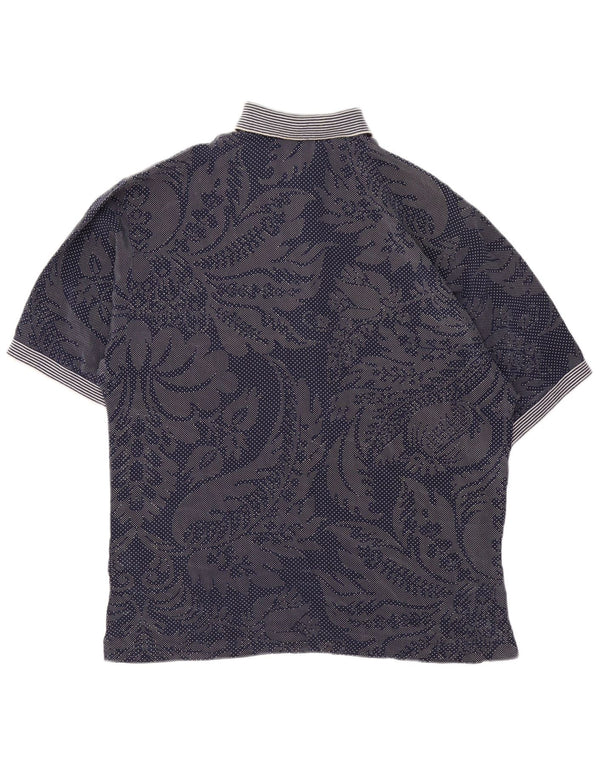 Vintage mujer polo camisa Reino Unido 14 grande azul marino Paisley