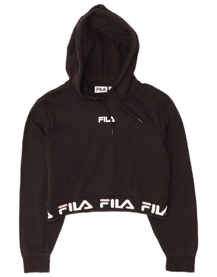 FILA Jersey con capucha y gráfico corto para niñas 13-14 años Grande Algodón negro