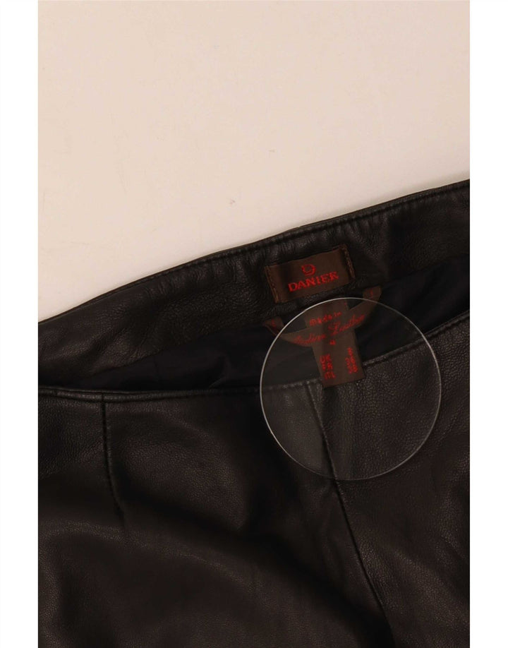 Danier - Pantalones de piel acampanados para mujer, talla 8 W24 L31, color negro