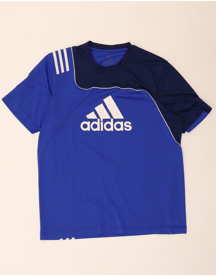 Adidas Hombre Camiseta Gráfica Top Azul Medio Colorblock Poliéster