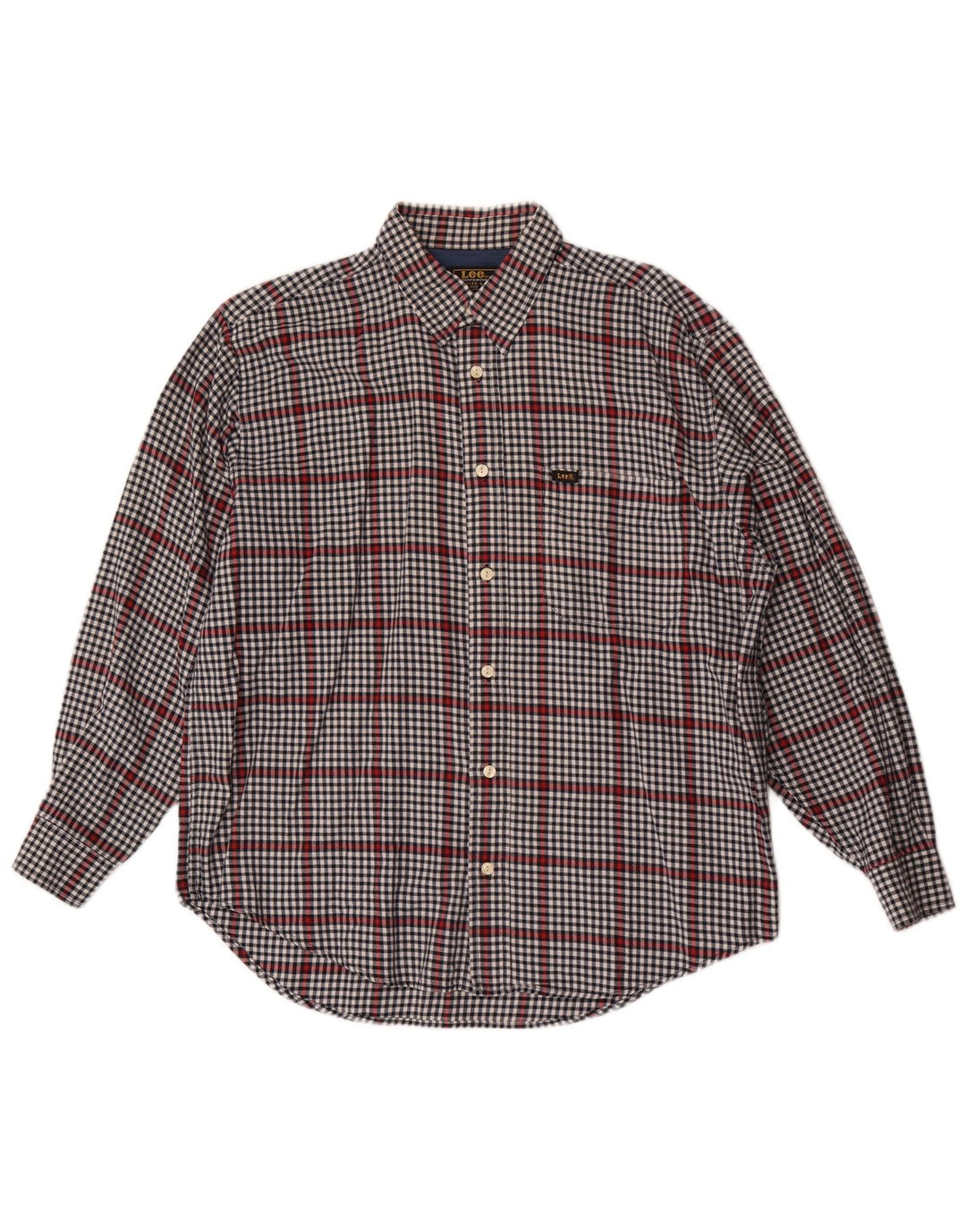 Camisa Lee para hombre grande de algodón a cuadros gris