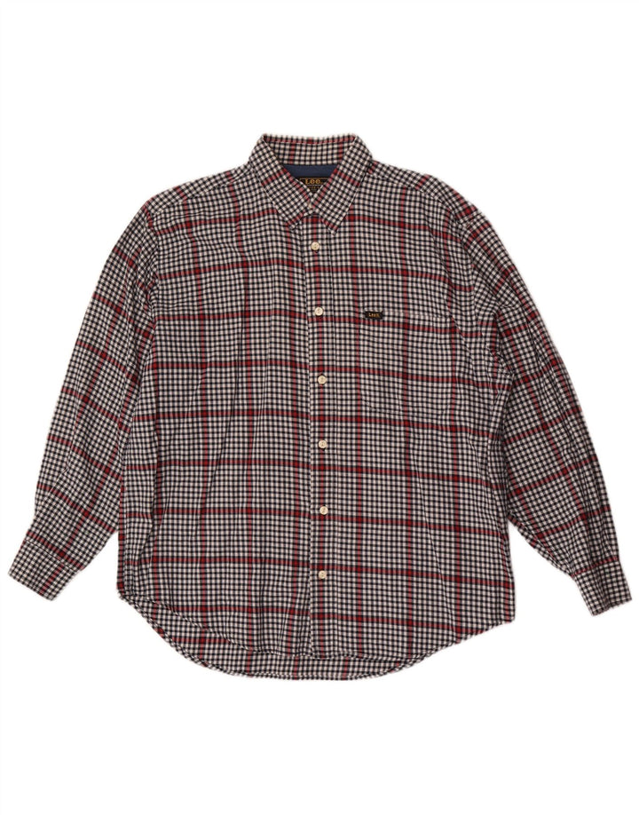 Camisa Lee para hombre grande de algodón a cuadros gris
