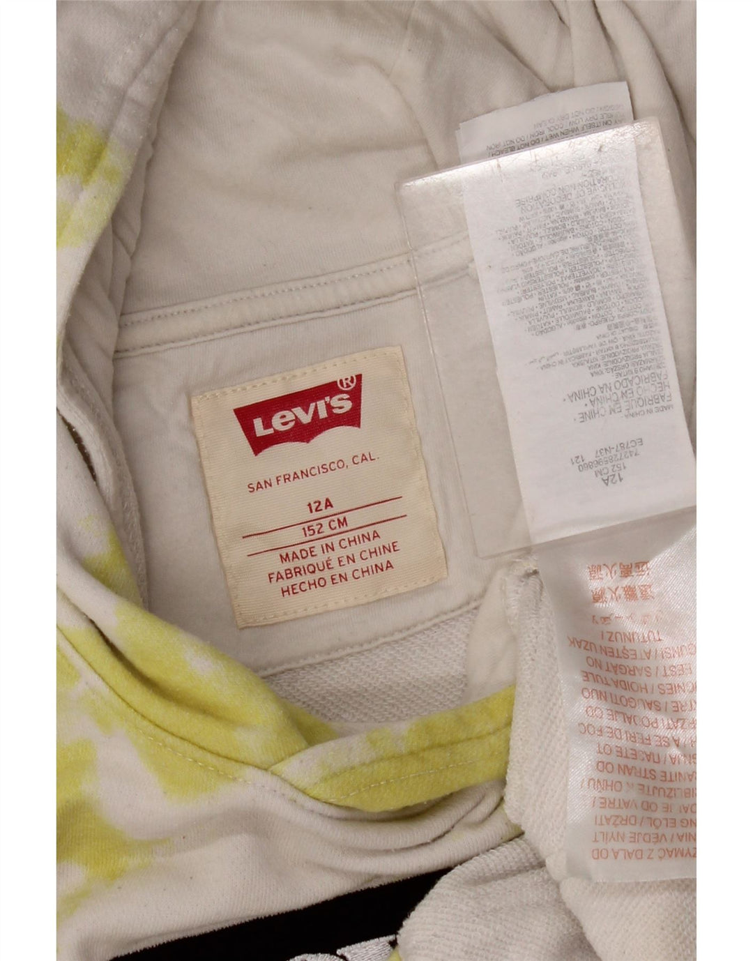LEVI'S Jersey con capucha gráfico para niñas 11-12 años Algodón teñido anudado blanco
