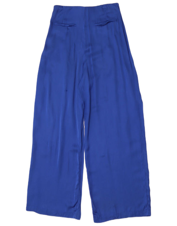 Zara Mujer Pantalones Casuales De Pierna Ancha De Cintura Alta Mediano W28 L30 Azul