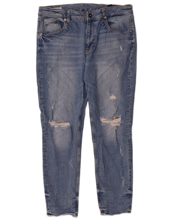 Zara Jeans ajustados desgastados para hombre EU 44 Large W34 L27 Algodón azul